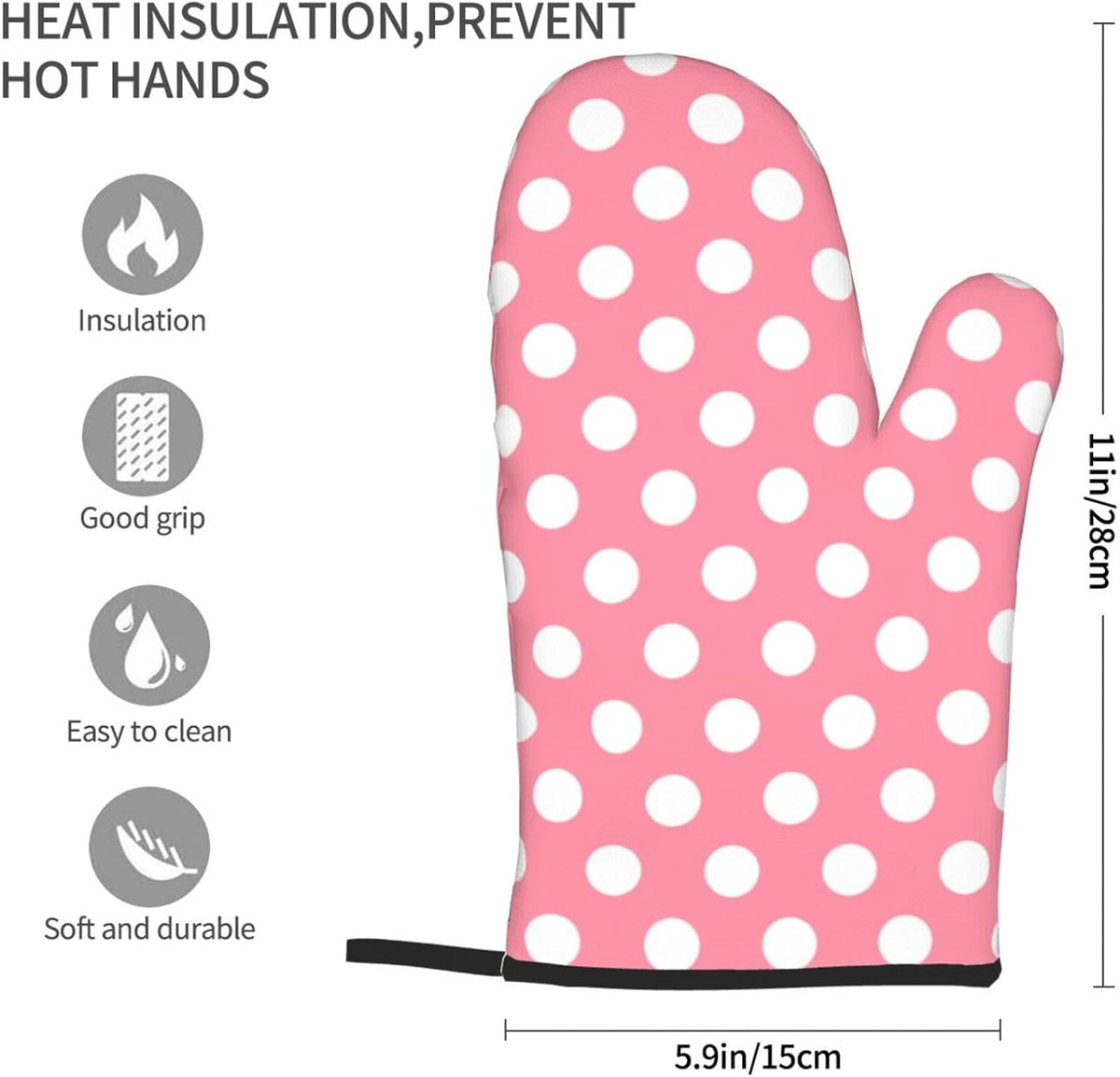 Light Pink Polka Dot Print (a) Oven Mitts for Women, 2 Pack Cute Kitchen aid Oven Mitts Heat Resistant Gloves with Cotton Lining