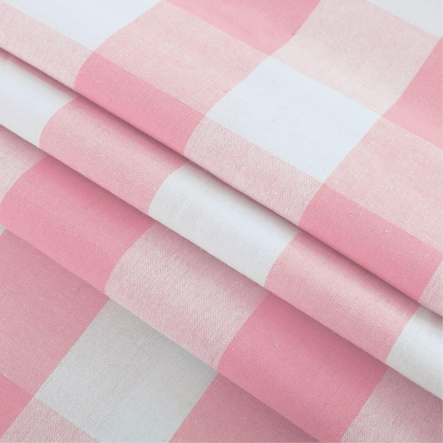 3 Pc Cotton Classic Country Farmhouse Kitchen Window Curtain -Pink & White Buffalo Check Tier & Valance Set, 54" x 18" / 27" x 36"