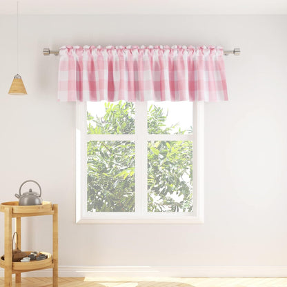 3 Pc Cotton Classic Country Farmhouse Kitchen Window Curtain -Pink & White Buffalo Check Tier & Valance Set, 54" x 18" / 27" x 36"