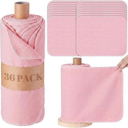 36 Pack Reusable Paper Towels Roll Cleaning Cloth, Pink