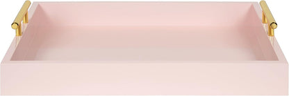 Lipton Decorative Tray with Polished Gold Metal Handles, Soft Pink