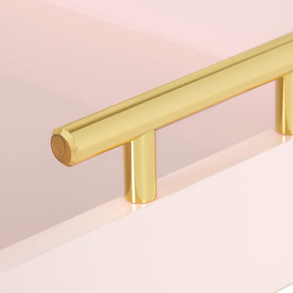Lipton Decorative Tray with Polished Gold Metal Handles, Soft Pink