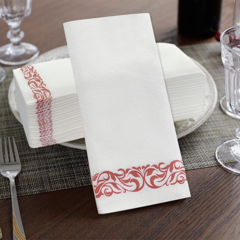 50 Disposable Guest Paper Napkins,Soft & Absorbent Line-Feel Dinner Napkin