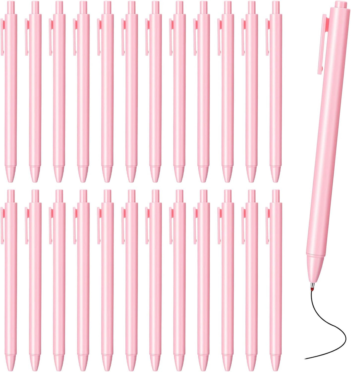 25 Pcs Aesthetic Ballpoint Pens, Cute Ball Point Pen Pink 0.5mm for Server