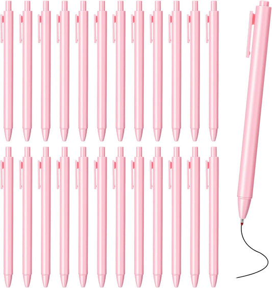 25 Pcs Aesthetic Ballpoint Pens, Cute Ball Point Pen Pink 0.5mm for Server