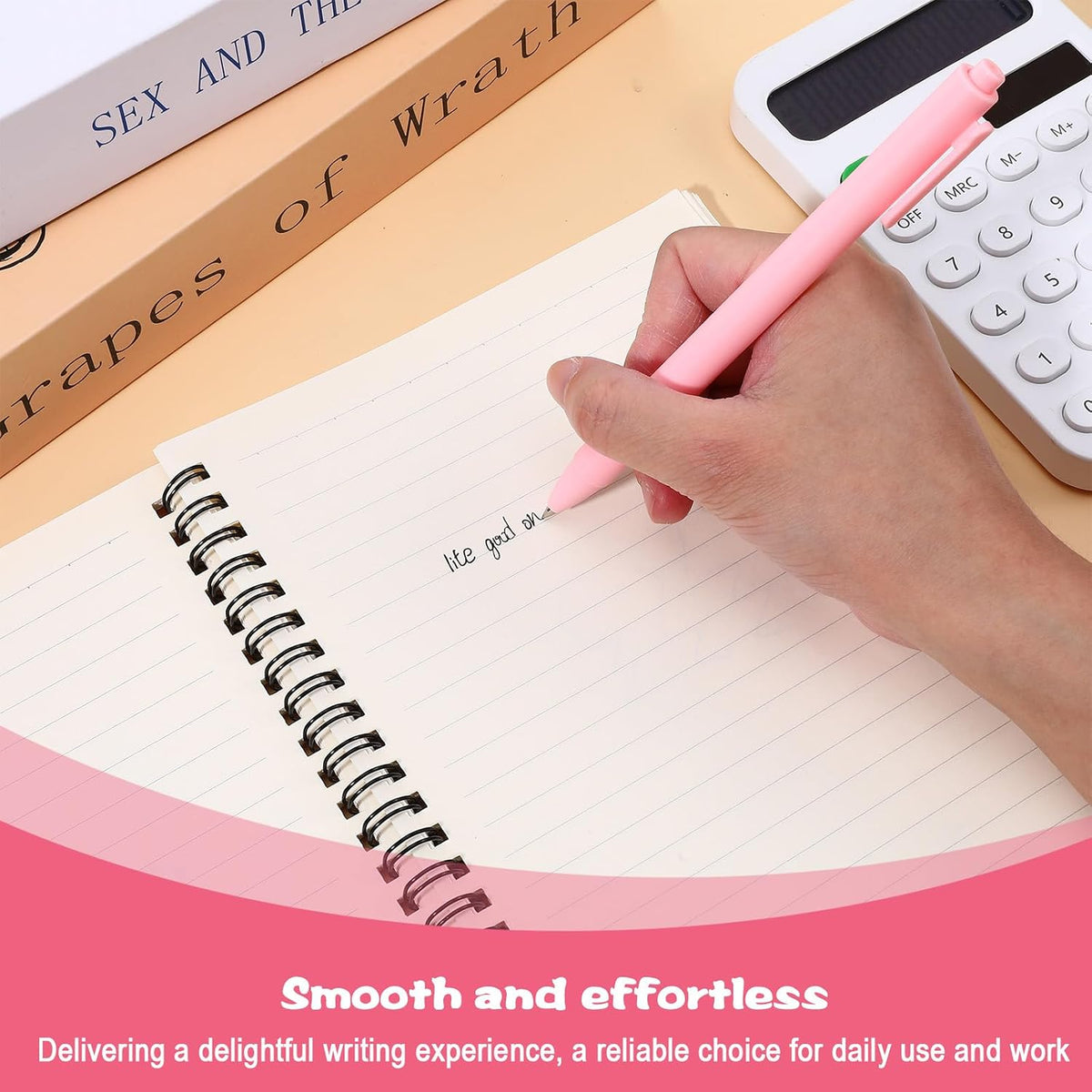 25 Pcs Aesthetic Ballpoint Pens, Cute Ball Point Pen Pink 0.5mm for Server