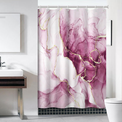 Pink Marble Stall Shower Curtain with Hooks 48x72 Inch