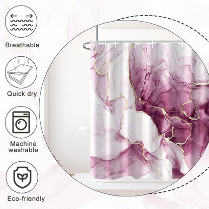Pink Marble Stall Shower Curtain with Hooks 48x72 Inch