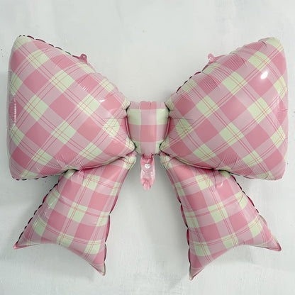 4Pcs Pink Peach Bow Gingham Balloons/One Sweet Peach Birthday Decorations/Pea*ch Birthday Party Decor for Girls Princess/Sweet As A Peach Party/Pink Fruit Baby Shower, Summer Picnic Wedding Decor