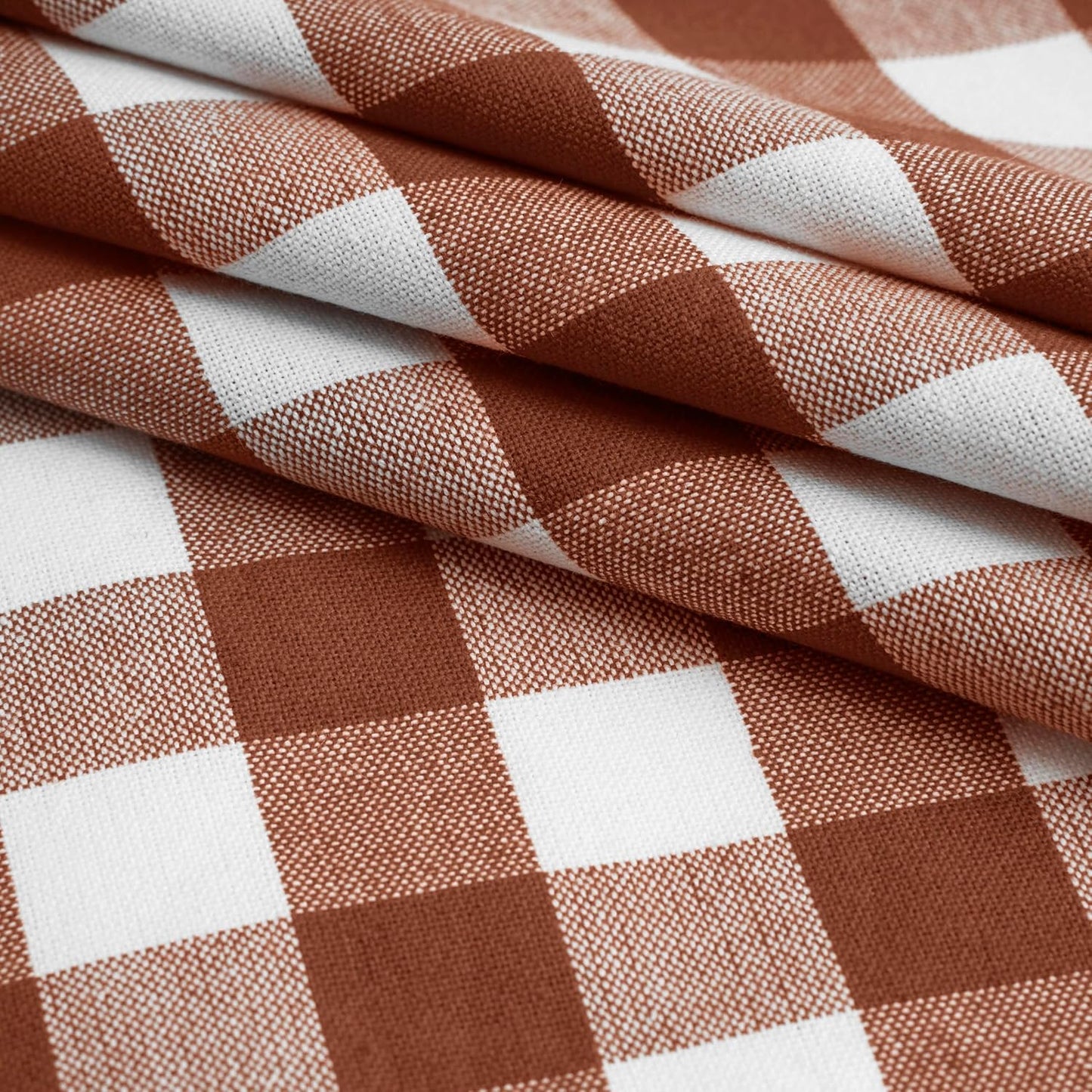 Blue Needles Gingham Buffalo Plaid Cloth Napkins 100% Cotton Set of 12 Dinner Table Napkins 18x18 inch Soft, Reusable, Washable Perfect for Spring Summer Easter & Everyday Use - Nut Brown & White