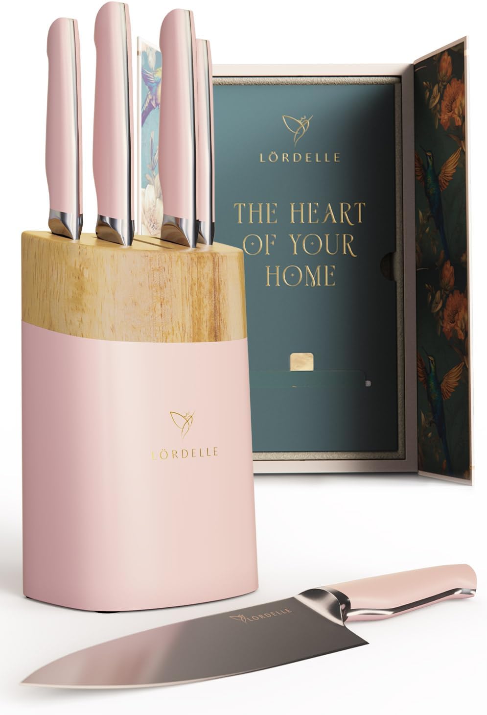 Lordelle 5-Pc Knife Block Set - Rosewood Pink