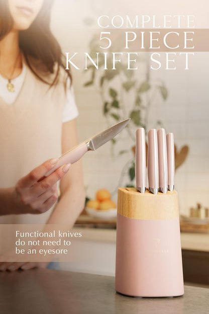 Lordelle 5-Pc Knife Block Set - Rosewood Pink