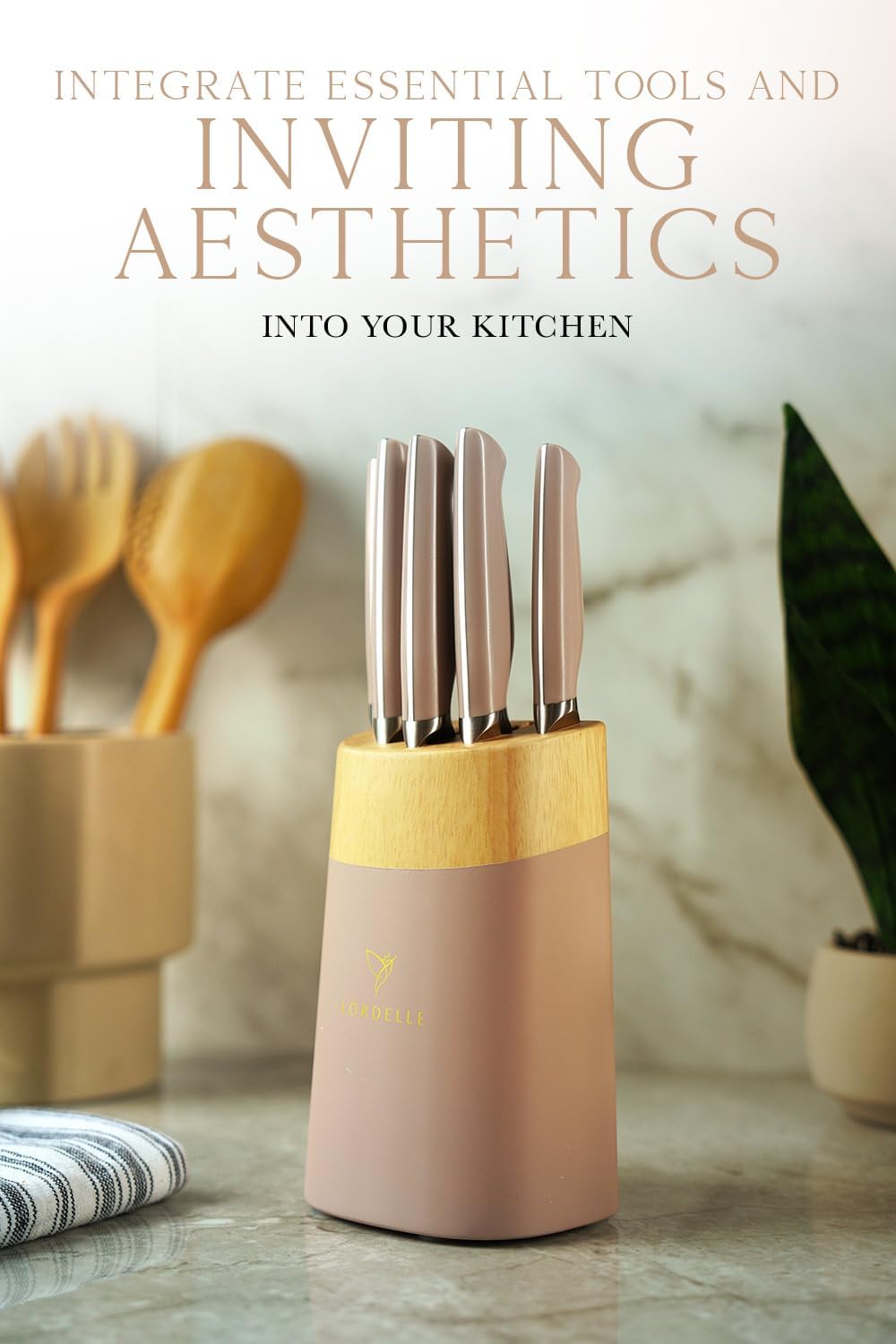 Lordelle 5-Pc Knife Block Set - Rosewood Pink