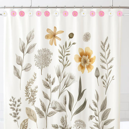 12 PCS Daisy Flower Shower Curtain Hooks Floral Decorative Curtain Hanger Rings Bathroom Curtain Hooks Living Room Bedroom Decor (deep Pink, Soft Pink, White)