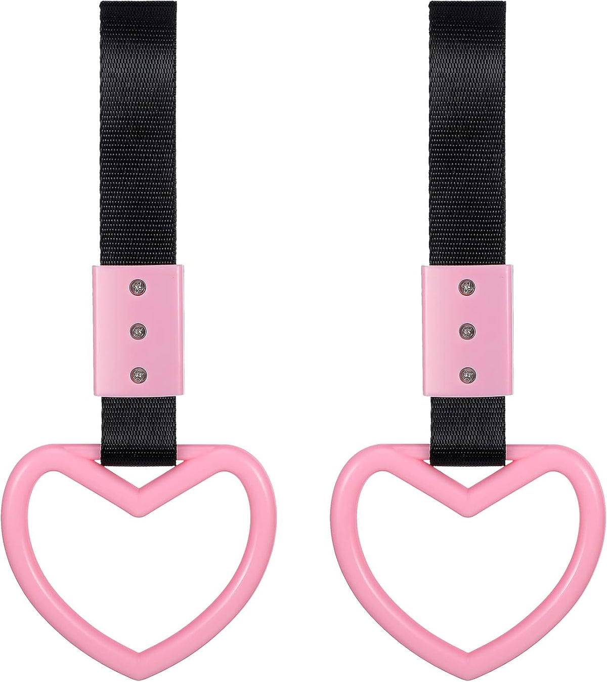 2 Pcs Heart Handle Strap for Car Bumper, Light Pink