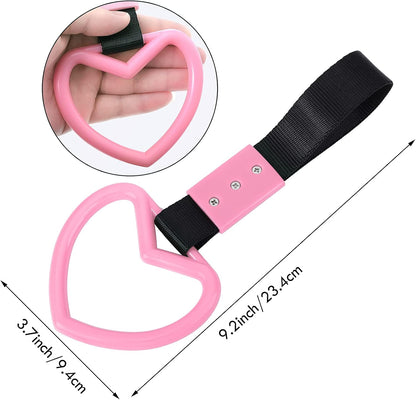 2 Pcs Heart Handle Strap for Car Bumper, Light Pink