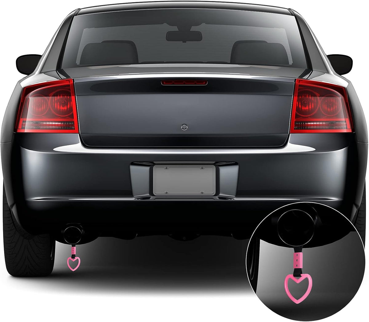 2 Pcs Heart Handle Strap for Car Bumper, Light Pink