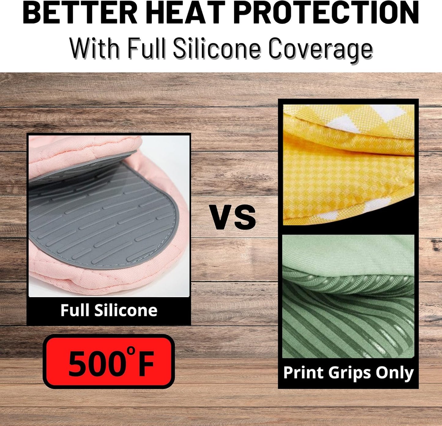 Pink Silicone Oven Mitts & Pot Holders Set - Heat Resistant, Mini Kitchen Gloves for Cooking