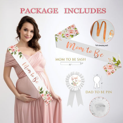 Baby Shower Decoration for Girl, Pink Rose Gold Baby Shower Party Supplies, Floral Gender Reveal Party Decor, Baby Boxes, Mom to Be Sash and Dad to Be Pin, Pink Balloon Arch Backdrop Tablecloth