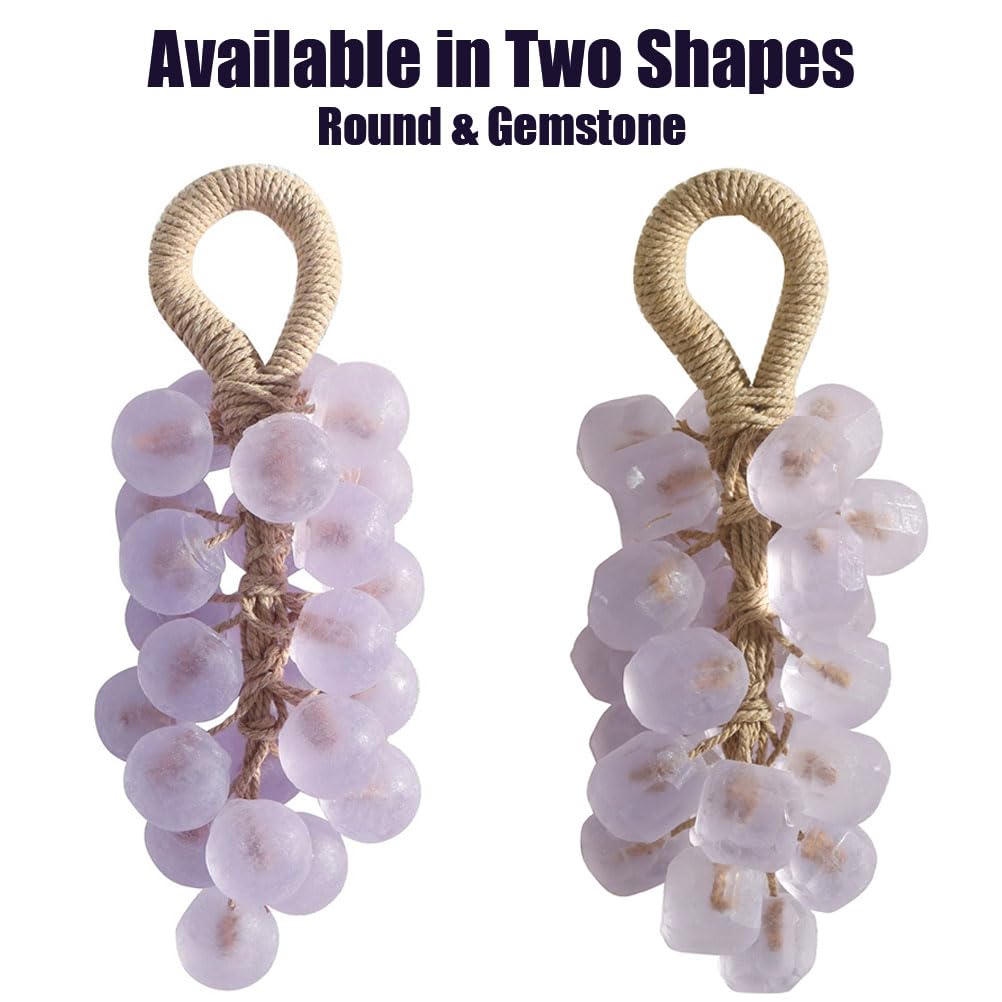 Grape Soap on a Rope, Handmade Grape Cluster Shaped Soap for Hands & Face, Natural Cold Process Soaps with Long-Lasting Fragrance, Gift for Women & Men (1, Peach (Round))
