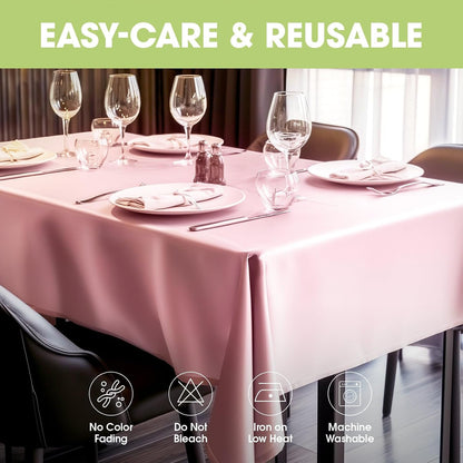 Rectangle Table Cloth 60" x 84" – Durable Polyester Tablecloth Offers Reusable & Washable Protection, Ideal for Outdoor Party, Picnic, Wedding, Banquet and Birthday, Pink
