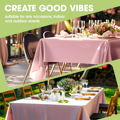 Rectangle Table Cloth 60" x 84" – Durable Polyester Tablecloth Offers Reusable & Washable Protection, Ideal for Outdoor Party, Picnic, Wedding, Banquet and Birthday, Pink