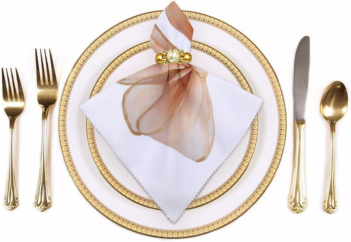 Cloth Napkins Set of 6, Watercolor Soft Silk Ribbon Bow in Pale Peach Square Premium Reusable Washable Polyester Table Linen Napkin
