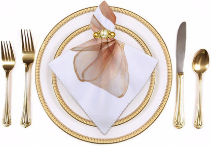 Cloth Napkins Set of 6, Watercolor Soft Silk Ribbon Bow in Pale Peach Square Premium Reusable Washable Polyester Table Linen Napkin