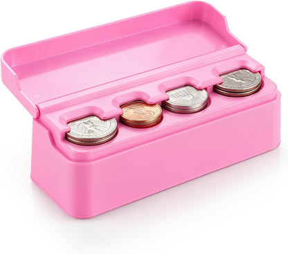 Coin Holder for Car, Coin Change Organizer Compatible with Coins of Different Sizes, Dash-Mounted Holder Suitable for Most Cars, Trucks(Pink)