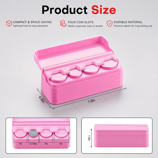 Coin Holder for Car, Coin Change Organizer Compatible with Coins of Different Sizes, Dash-Mounted Holder Suitable for Most Cars, Trucks(Pink)