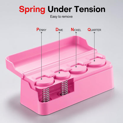 Coin Holder for Car, Coin Change Organizer Compatible with Coins of Different Sizes, Dash-Mounted Holder Suitable for Most Cars, Trucks(Pink)