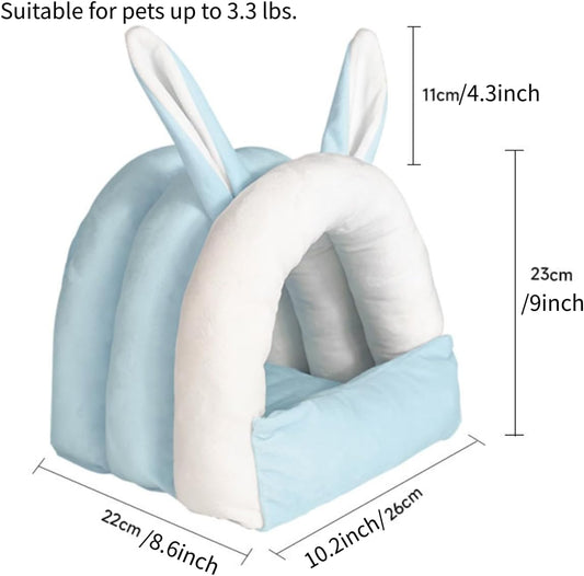 Adorable Bunny Bed Guinea Pig Hideout Warm Rabbit House Soft Cave Tent Washable Small Animal Nest (Pink)