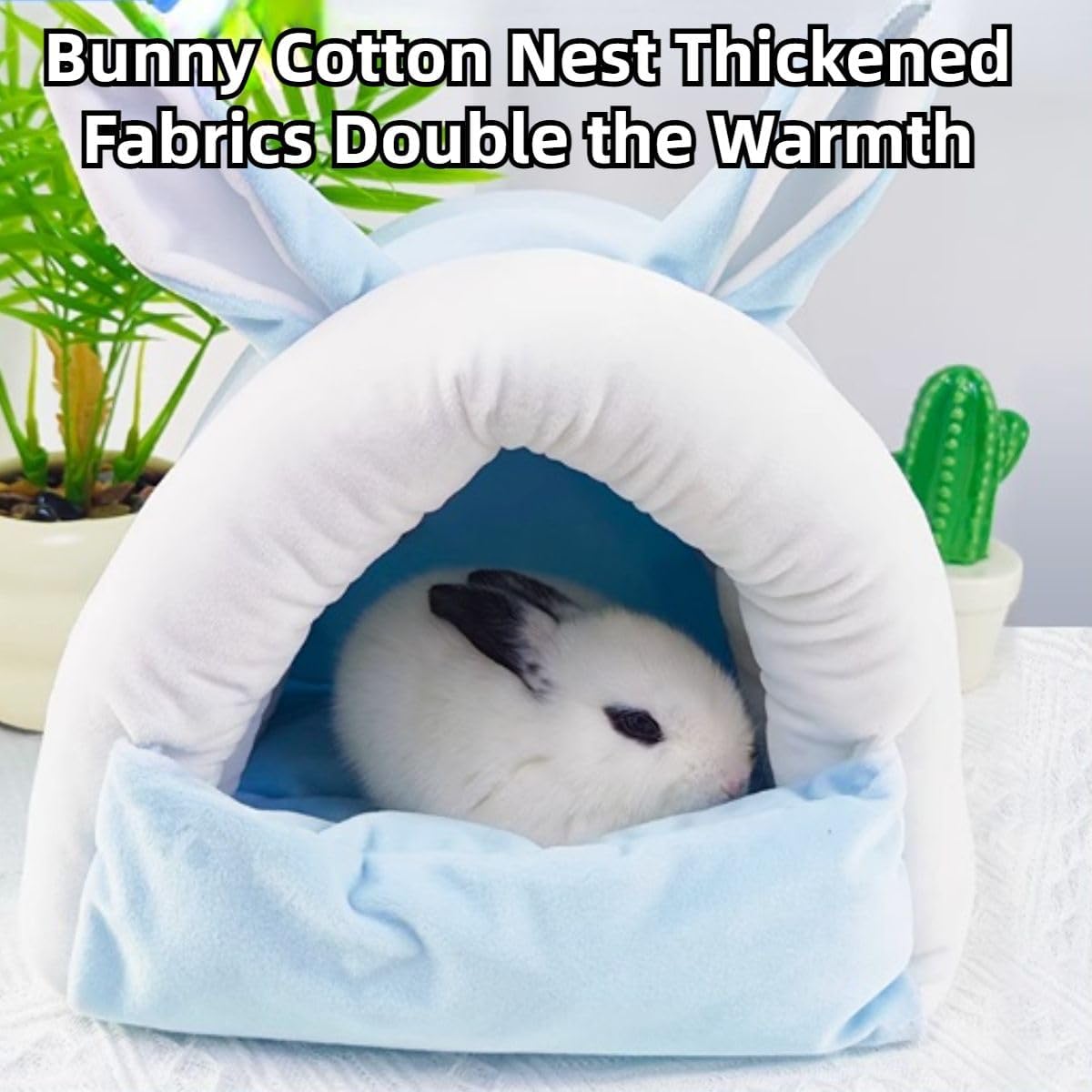 Adorable Bunny Bed Guinea Pig Hideout Warm Rabbit House Soft Cave Tent Washable Small Animal Nest (Pink)