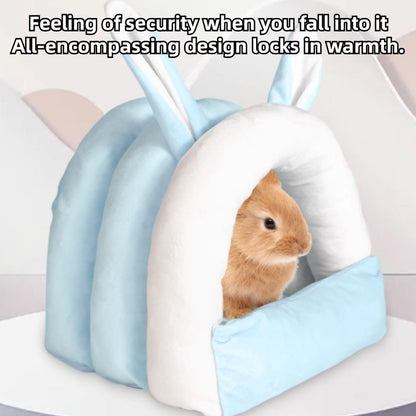 Adorable Bunny Bed Guinea Pig Hideout Warm Rabbit House Soft Cave Tent Washable Small Animal Nest (Pink)