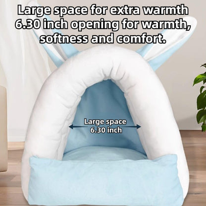 Adorable Bunny Bed Guinea Pig Hideout Warm Rabbit House Soft Cave Tent Washable Small Animal Nest (Pink)