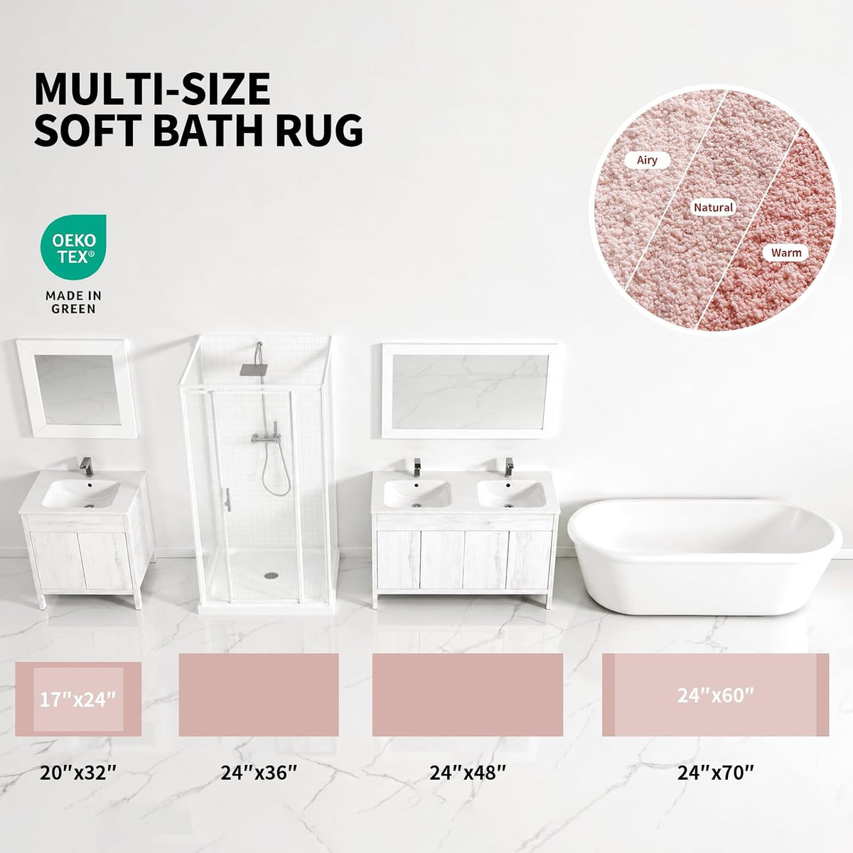 Bathroom Rugs 32" × 20", Extra Soft Absorbent Microfiber Bath Rugs