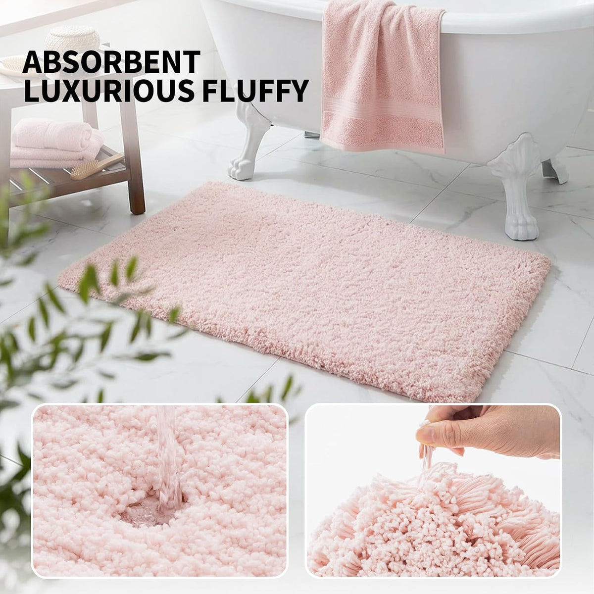 Bathroom Rugs 32" × 20", Extra Soft Absorbent Microfiber Bath Rugs