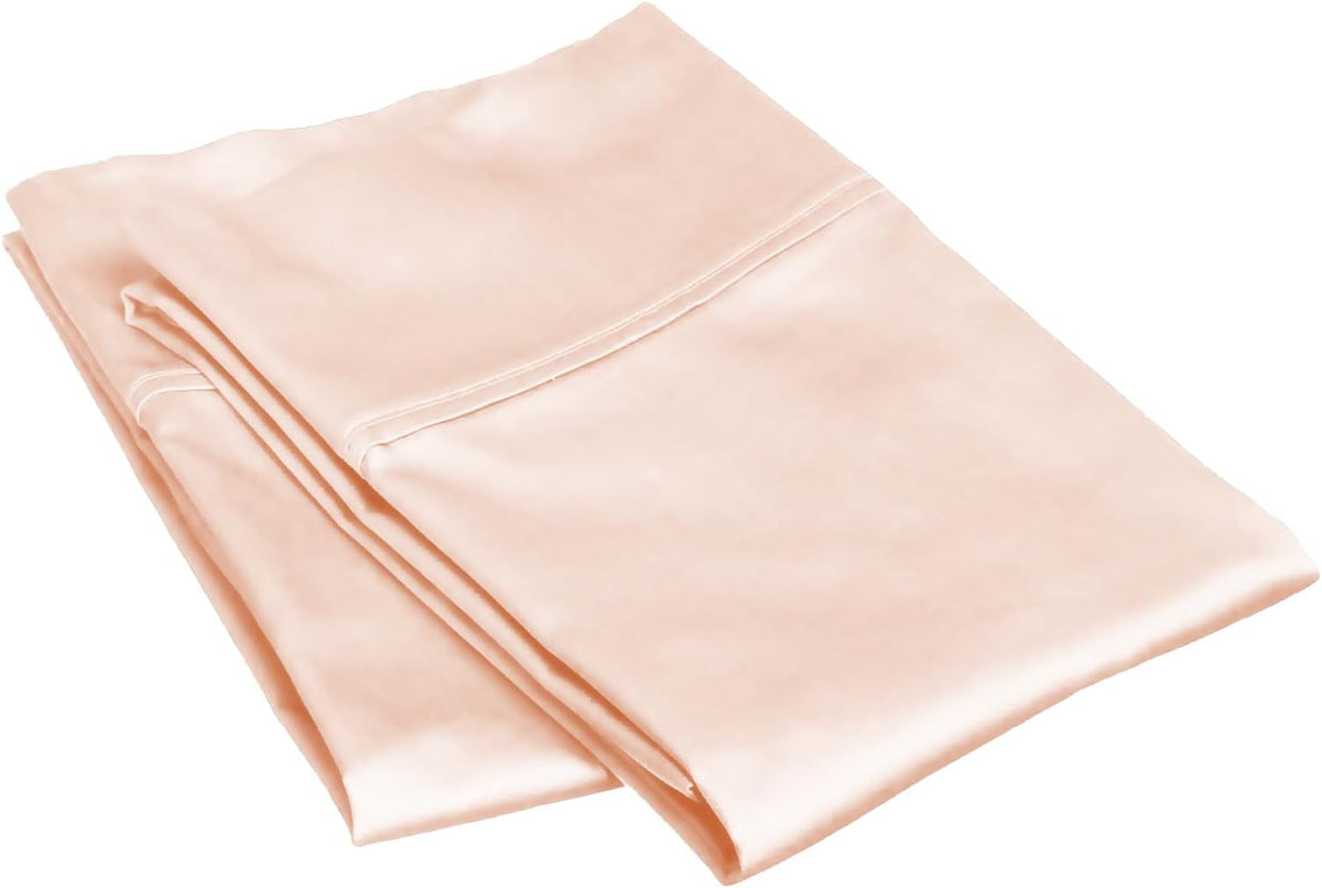Standard 20"x26" Pillow Cases - 2 Pack - Envelope Closure 600 Thread Count Egyptian Cotton Pillow Case Breathable & Skin-Friendly Peach Solid