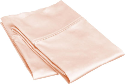 Standard 20"x26" Pillow Cases - 2 Pack - Envelope Closure 600 Thread Count Egyptian Cotton Pillow Case Breathable & Skin-Friendly Peach Solid