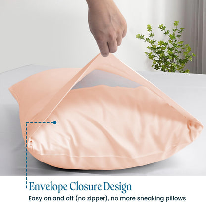 Standard 20"x26" Pillow Cases - 2 Pack - Envelope Closure 600 Thread Count Egyptian Cotton Pillow Case Breathable & Skin-Friendly Peach Solid