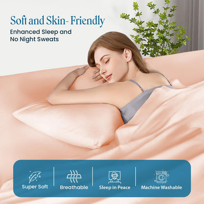 Standard 20"x26" Pillow Cases - 2 Pack - Envelope Closure 600 Thread Count Egyptian Cotton Pillow Case Breathable & Skin-Friendly Peach Solid