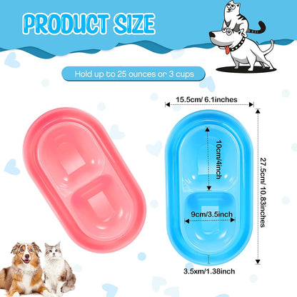 2 Pcs Ant Proof Cat Dog Bowl, 25oz Plastic Double Food Water Bowls
