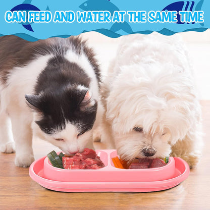 2 Pcs Ant Proof Cat Dog Bowl, 25oz Plastic Double Food Water Bowls