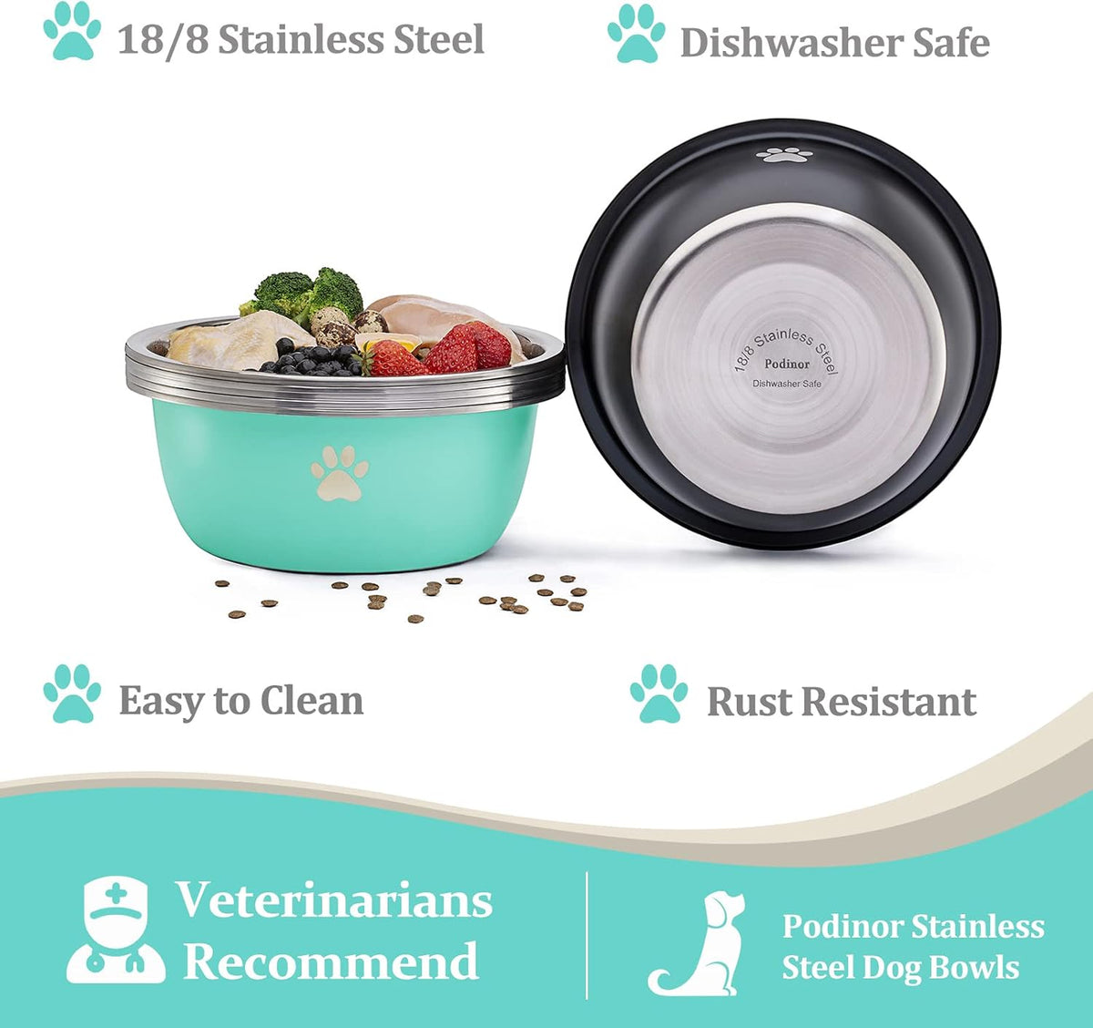 Large Dog Water Bowl 2 Pack, 1.3 Gallons 170oz Stainless Steel Extra Large Dog Food Bowl for Big Giant Dogs, Pink