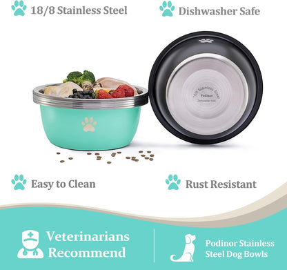Large Dog Water Bowl 2 Pack, 1.3 Gallons 170oz Stainless Steel Extra Large Dog Food Bowl for Big Giant Dogs, Pink