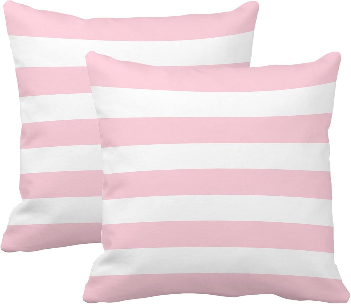 Pink and White Stripe Set of 2 20x20 Inch Cotton Polyester Square Throw Pillow Cover Decorative Soft Cushion Case Fall Autumn Winter Christmas Home Decor Sofa Standard Size Accent Pillowcase