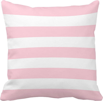 Pink and White Stripe Set of 2 20x20 Inch Cotton Polyester Square Throw Pillow Cover Decorative Soft Cushion Case Fall Autumn Winter Christmas Home Decor Sofa Standard Size Accent Pillowcase