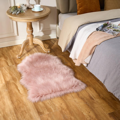 Ultra Soft Fluffy Shaggy Area Rug Faux Fur Rug Chair Cover Seat Pad Fuzzy Area Rug for Bedroom Floor Sofa Living Room (2 x 3 ft Sheepskin, Pink)