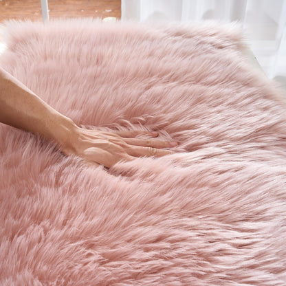 Ultra Soft Fluffy Shaggy Area Rug Faux Fur Rug Chair Cover Seat Pad Fuzzy Area Rug for Bedroom Floor Sofa Living Room (2 x 3 ft Sheepskin, Pink)