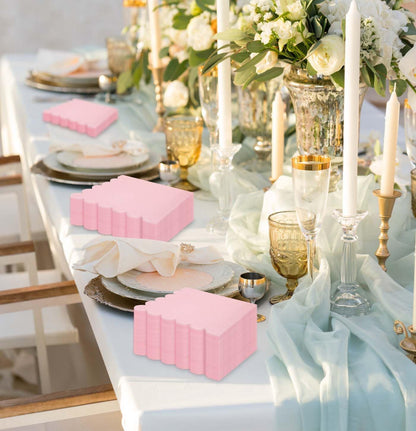 HEIPINIUYE 50 Pieces 3-ply Light Pink Napkin Disposable Scalloped Cocktail Napkins Beverage Napkins Dessert Napkins Paper Napkins for Wedding Birthday Party Paper Dinner Napkins